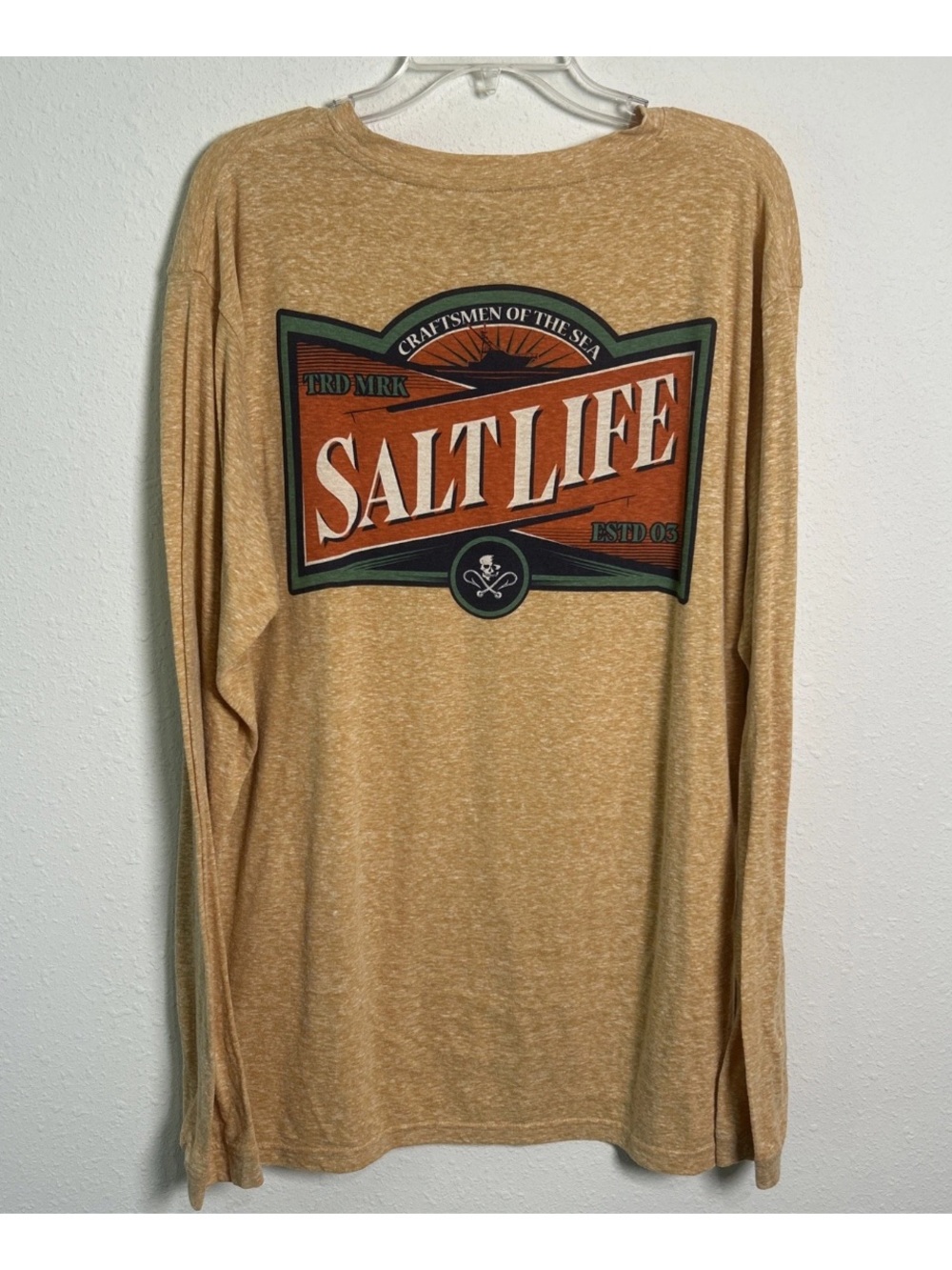 Salt Life Craftsman Of The Sea Long Sleeve Double Sided Shirt Men’s 2XL Beige